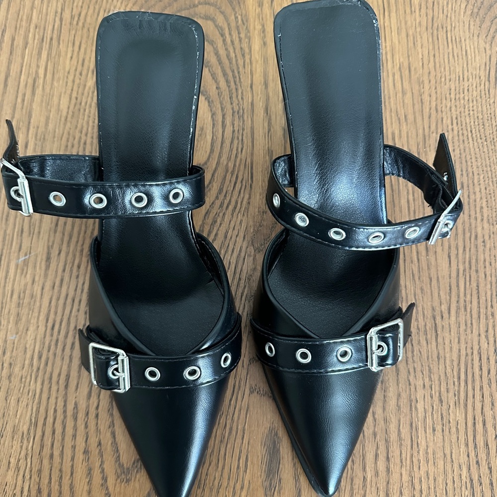 Black Studded Women's Mules size 40/9 - Picture 2 of 5
